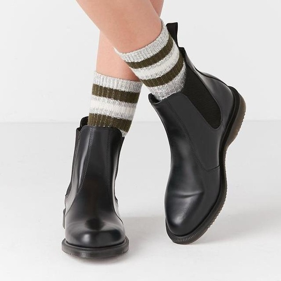 DR. MARTENS Doc Marten Flora Chelsea Smooth Black Leather Slip On - Picture 1 of 8